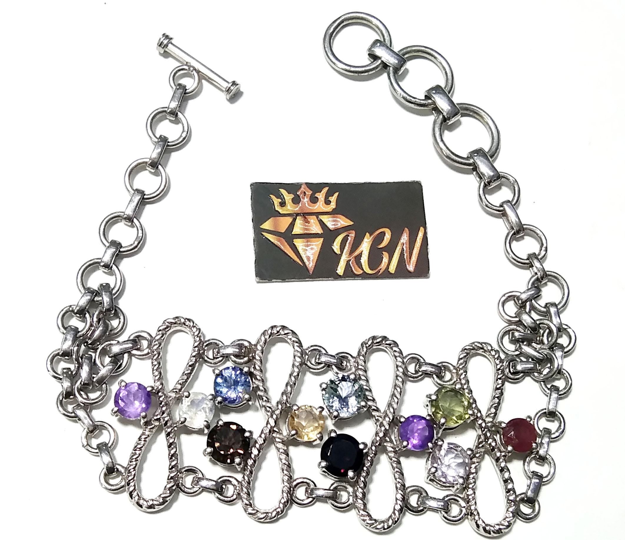 Bracelets ! All Natural Multi Gemstone Bracelet, 925 Sterling Silver Jewelry, Handmade Bracelet, Gemstone Jewelry For Girls & Women.